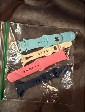Set of 4 Replacement Silicone Watch Bands in Blue, Pink, Tur